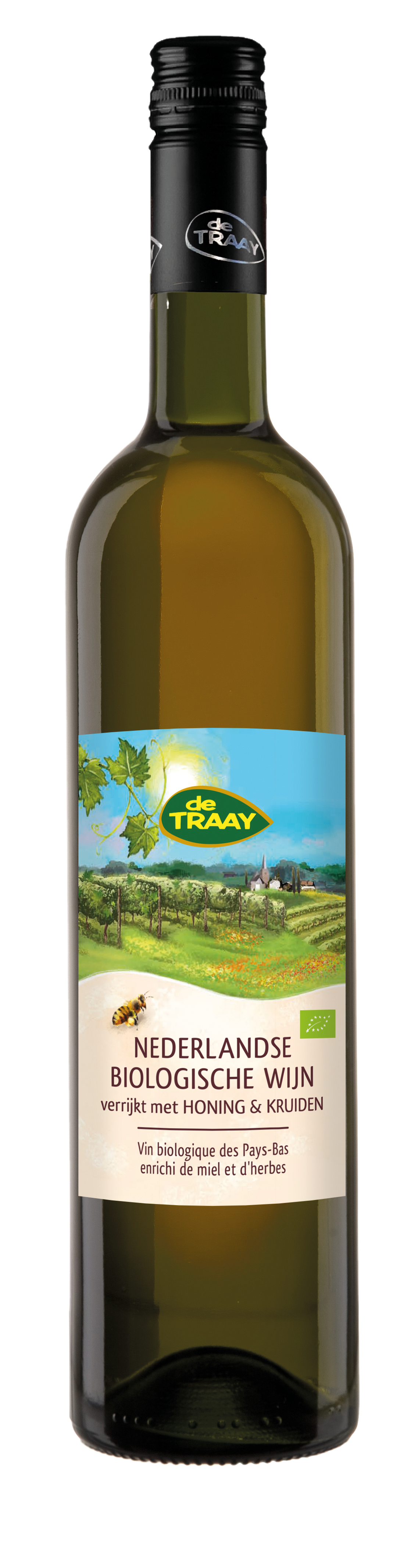Dutch organic white wine enriched with honey & herbs
